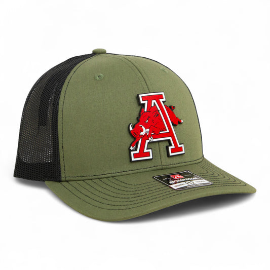 Arkansas Razorbacks Jumping Hog 3D Snapback Trucker Hat- Loden/ Black