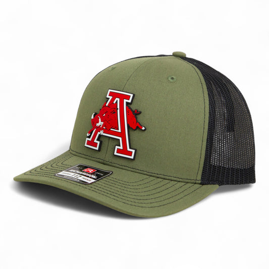 Arkansas Razorbacks Jumping Hog 3D Snapback Trucker Hat- Loden/ Black