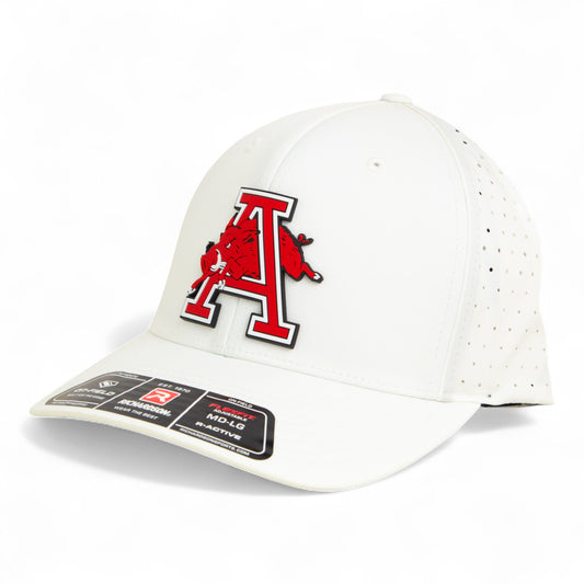 Arkansas Razorbacks Jumping Hog 3D Laser Perf R-Flex Cap- White