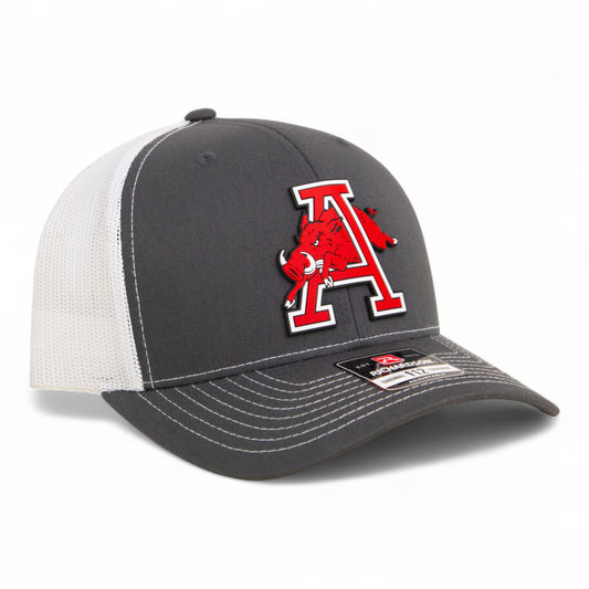 Arkansas Razorbacks Jumping Hog 3D Snapback Trucker Hat- Charcoal/ White