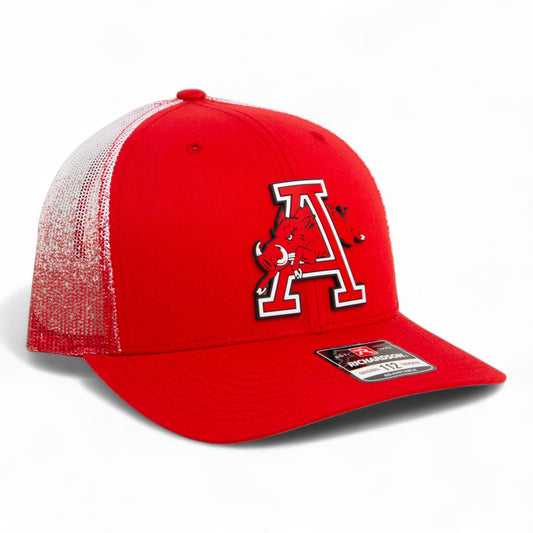 Arkansas Razorbacks Jumping Hog 3D Snapback Trucker Hat- Red Fade