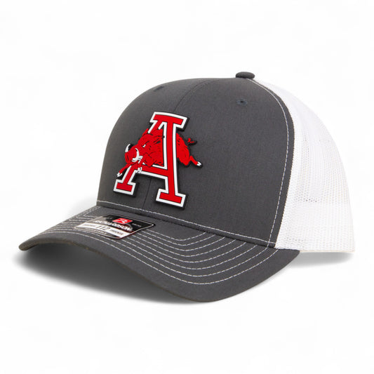 Arkansas Razorbacks Jumping Hog 3D Snapback Trucker Hat- Charcoal/ White