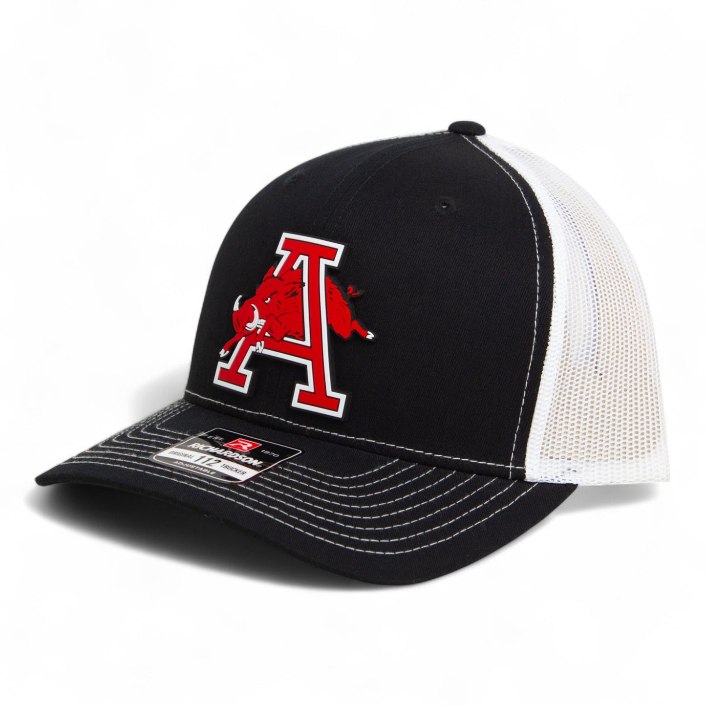 Arkansas Razorbacks Jumping Hog 3D Snapback Trucker Hat- Black/ White