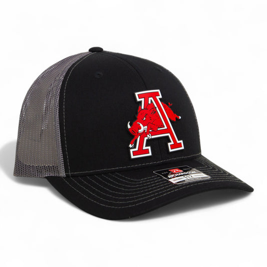 Arkansas Razorbacks Jumping Hog 3D Snapback Trucker Hat- Black/ Charcoal