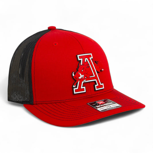 Arkansas Razorbacks Jumping Hog 3D Snapback Trucker Hat- Red/ Black