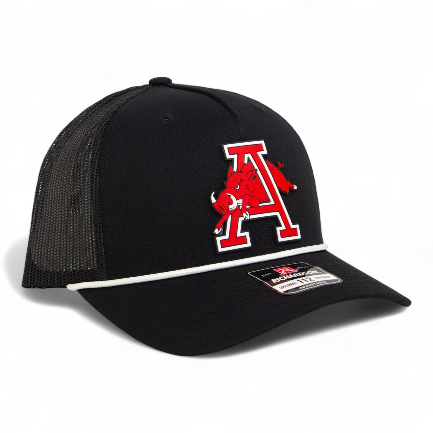Arkansas Razorbacks Jumping Hog 3D Snapback Trucker Rope Hat- Black/ White
