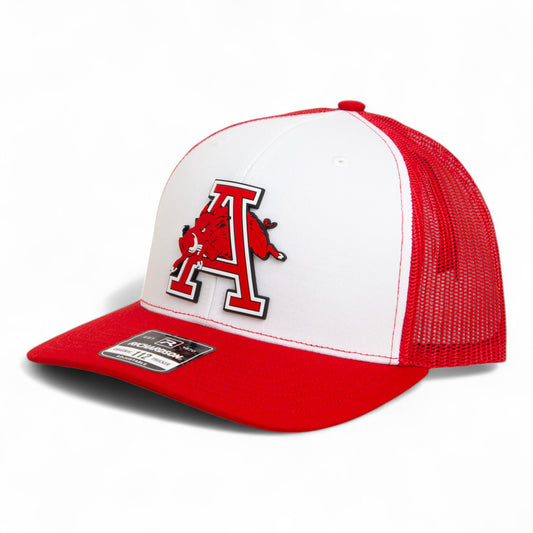 Arkansas Razorbacks Jumping Hog 3D Snapback Trucker Hat- White/ Red
