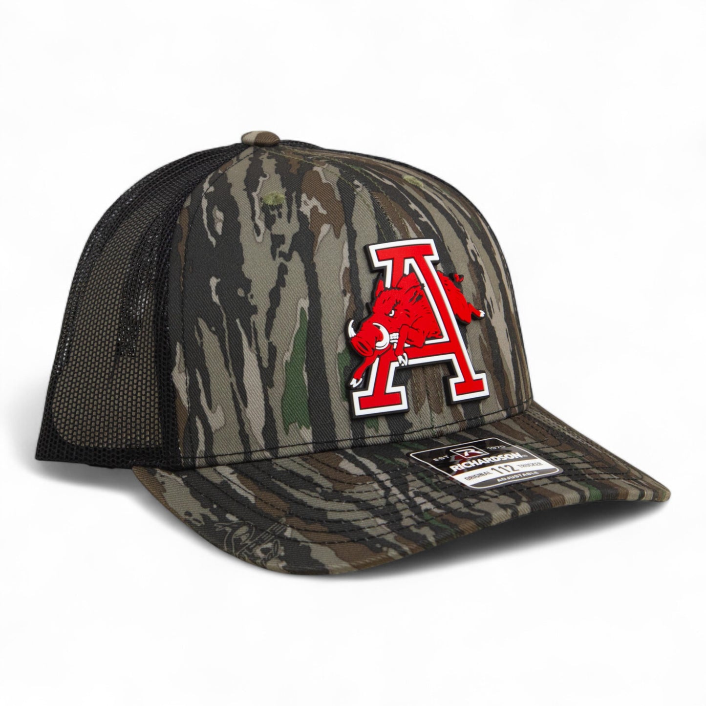 Arkansas Razorbacks Jumping Hog 3D Snapback Trucker Hat- Realtree Original/ Black