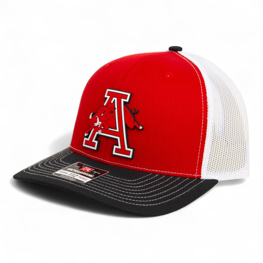 Arkansas Razorbacks Jumping Hog 3D Snapback Trucker Hat- Red/ White/ Black