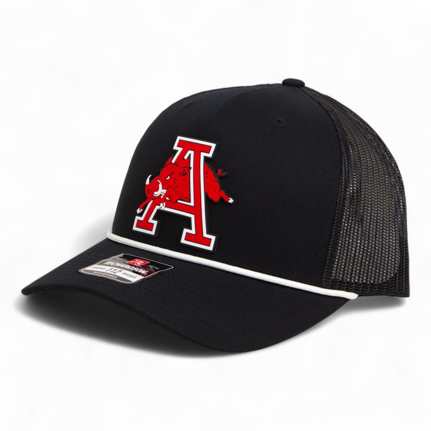 Arkansas Razorbacks Jumping Hog 3D Snapback Trucker Rope Hat- Black/ White
