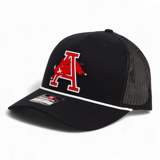 Arkansas Razorbacks Jumping Hog 3D Snapback Trucker Rope Hat- Black/ White