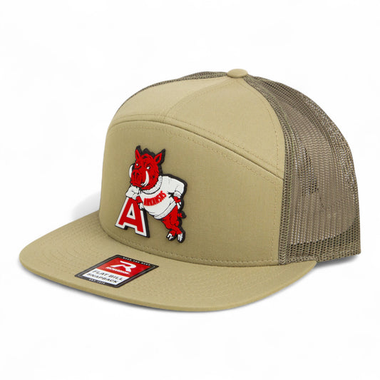 Arkansas Razorbacks Leaning A 3D Snapback Seven-Panel Flat Bill Trucker Hat- Pale Loden
