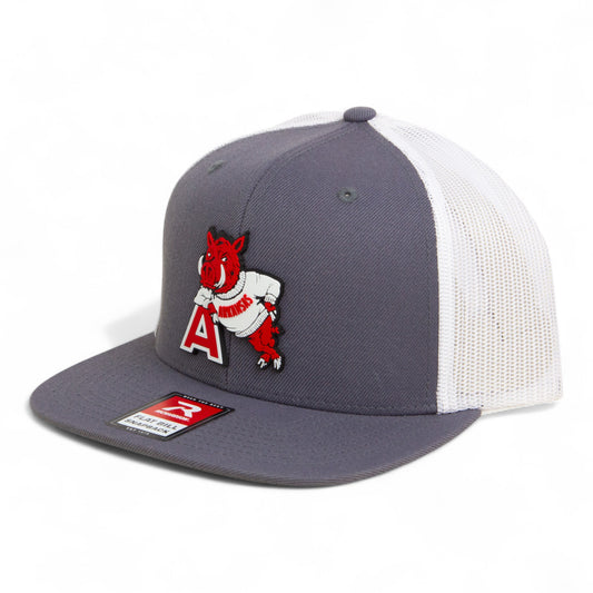 Arkansas Razorbacks Leaning A 3D Wool Blend Flat Bill Hat- Charcoal/ White