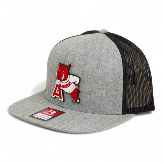 Arkansas Razorbacks Leaning A 3D Wool Blend Flat Bill Hat- Heather Grey/ Black