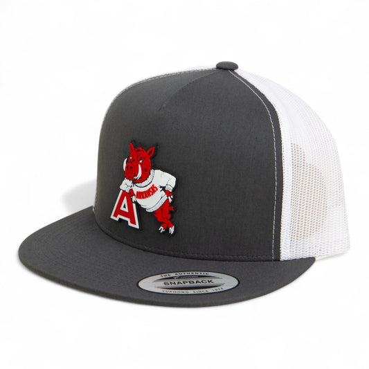 Arkansas Razorbacks Leaning A 3D YP Snapback Flat Bill Trucker Hat- Charcoal/ White
