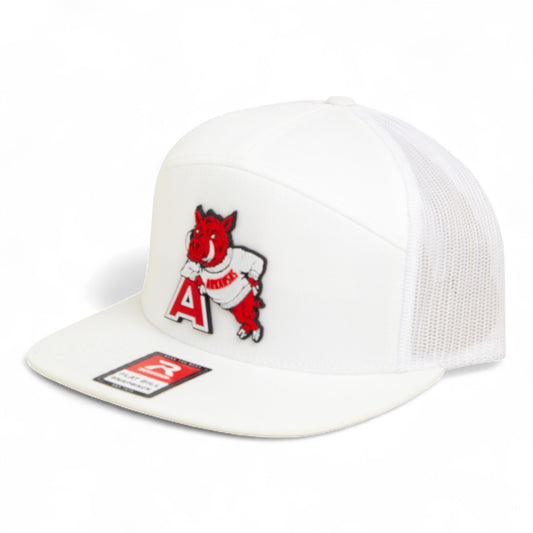 Arkansas Razorbacks Leaning A 3D Snapback Seven-Panel Flat Bill Trucker Hat- White