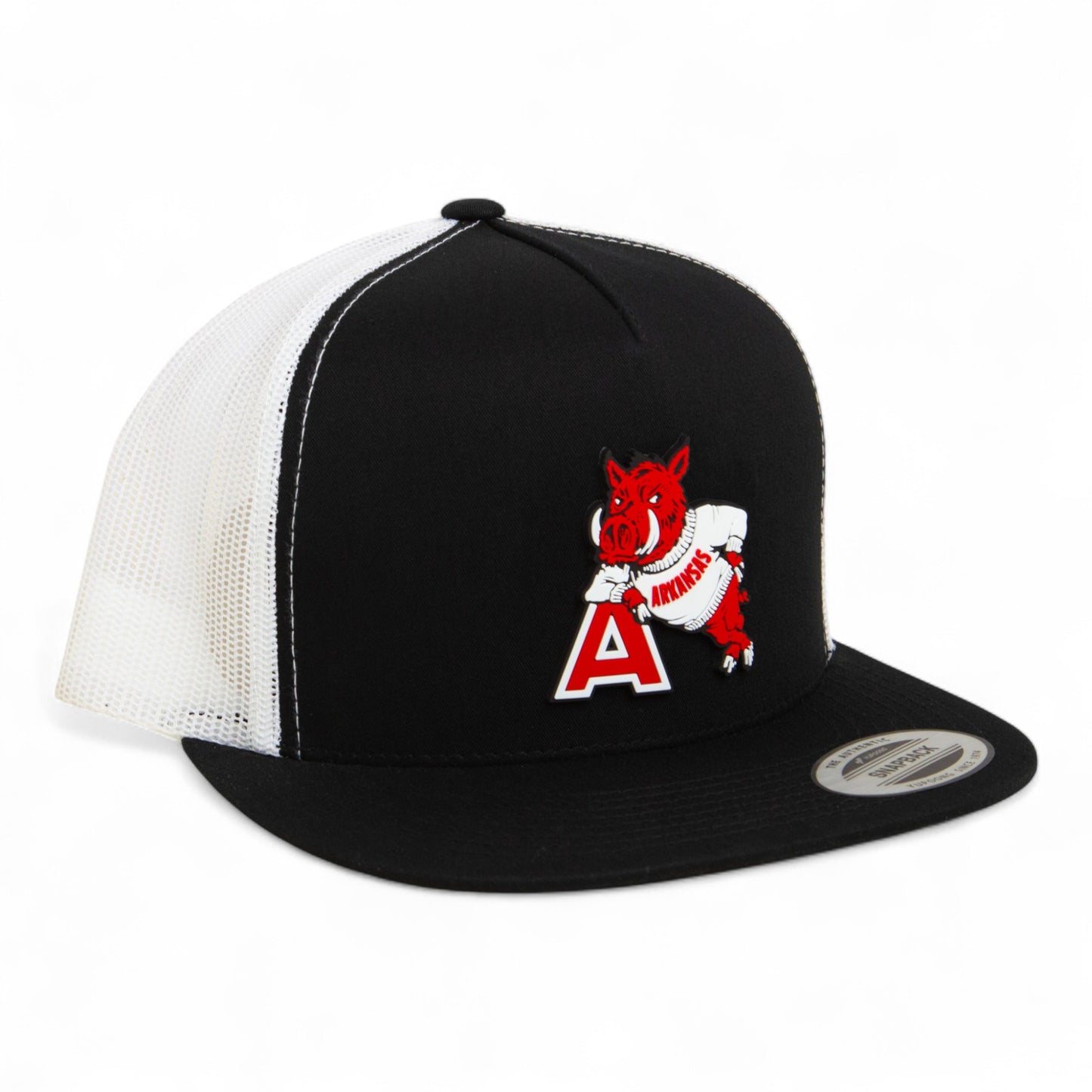 Arkansas Razorbacks Leaning A 3D YP Snapback Flat Bill Trucker Hat- Black/ White