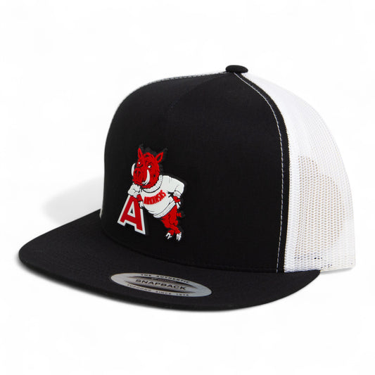 Arkansas Razorbacks Leaning A 3D YP Snapback Flat Bill Trucker Hat- Black/ White