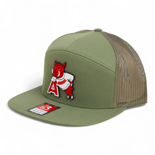 Arkansas Razorbacks Leaning A 3D Snapback Seven-Panel Flat Bill Trucker Hat- Loden Green