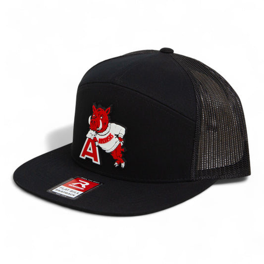 Arkansas Razorbacks Leaning A 3D Snapback Seven-Panel Flat Bill Trucker Hat- Black