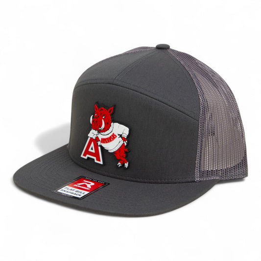 Arkansas Razorbacks Leaning A 3D Snapback Seven-Panel Flat Bill Trucker Hat- Charcoal