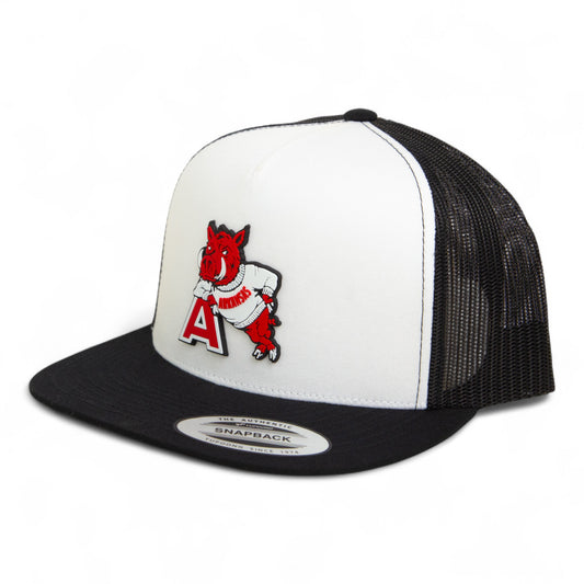 Arkansas Razorbacks Leaning A 3D YP Snapback Flat Bill Trucker Hat- White/ Black