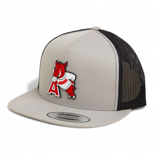 Arkansas Razorbacks Leaning A 3D YP Snapback Flat Bill Trucker Hat- Silver/ Black