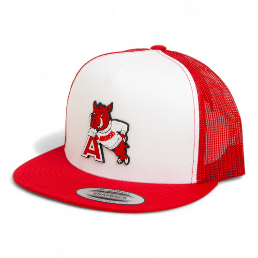 Arkansas Razorbacks Leaning A 3D YP Snapback Flat Bill Trucker Hat- White/ Red
