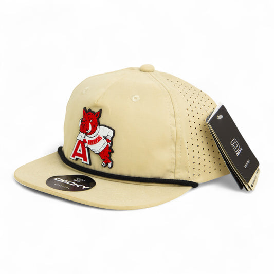 Arkansas Razorbacks Leaning A 3D Perforated Rope Hat- Birch/ Black