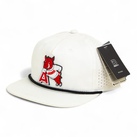 Arkansas Razorbacks Leaning A 3D Perforated Rope Hat- White/ Black