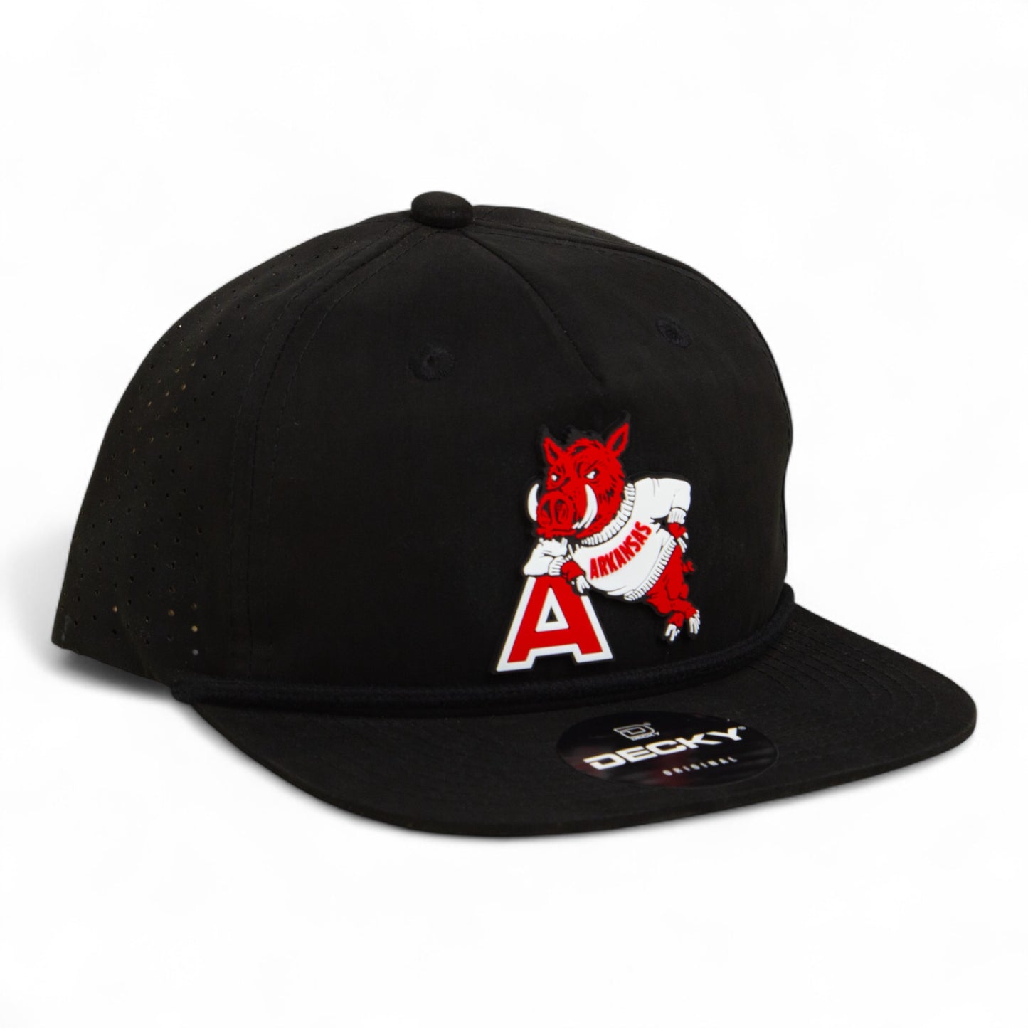Arkansas Razorbacks Leaning A 3D Perforated Rope Hat- Black