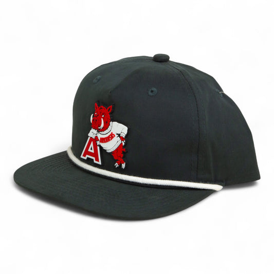 Arkansas Razorbacks Leaning A 3D Classic Rope Hat- Charcoal/ White