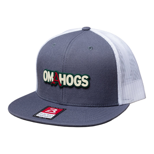 Arkansas Razorbacks OMAHOGS 3D Wool Blend Flat Bill Hat- Charcoal/ White