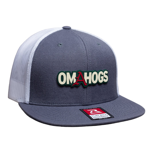 Arkansas Razorbacks OMAHOGS 3D Wool Blend Flat Bill Hat- Charcoal/ White