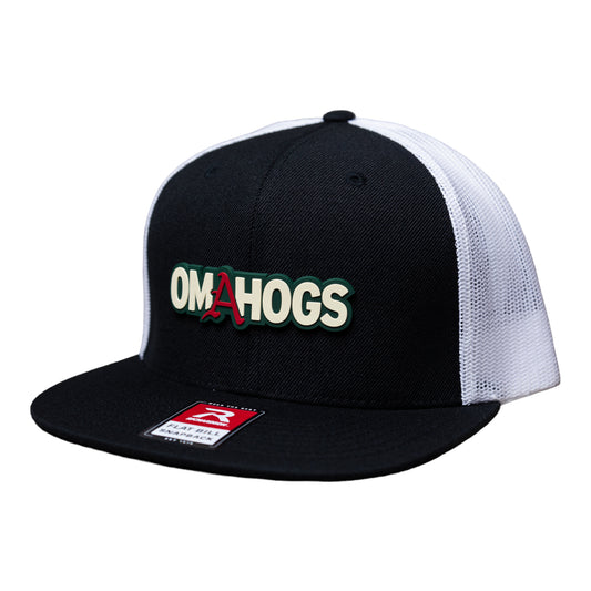 Arkansas Razorbacks OMAHOGS 3D Wool Blend Flat Bill Hat- Black/ White