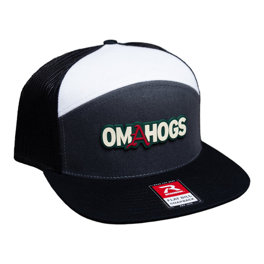 Arkansas Razorbacks OMAHOGS 3D Snapback Seven-Panel Trucker Hat- Charcoal/ White/ Black