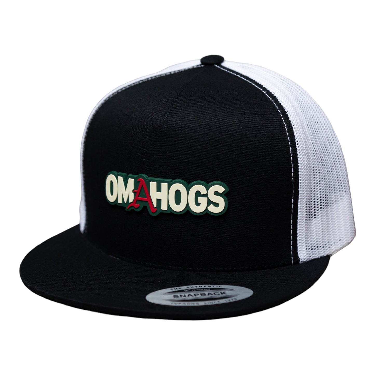 Arkansas Razorbacks OMAHOGS YP Snapback Flat Bill Trucker Hat- Black/ White
