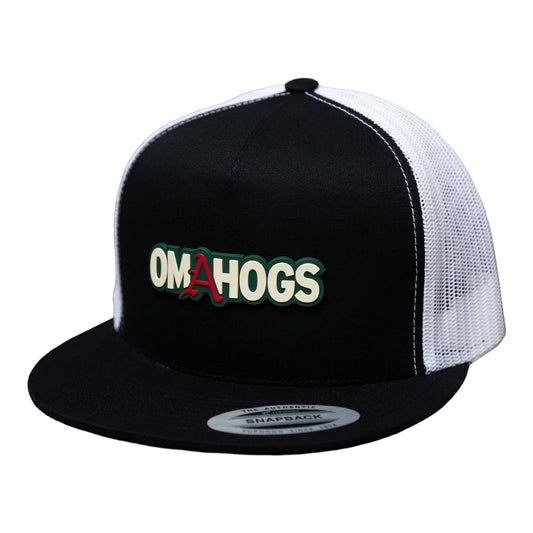Arkansas Razorbacks OMAHOGS YP Snapback Flat Bill Trucker Hat- Black/ White