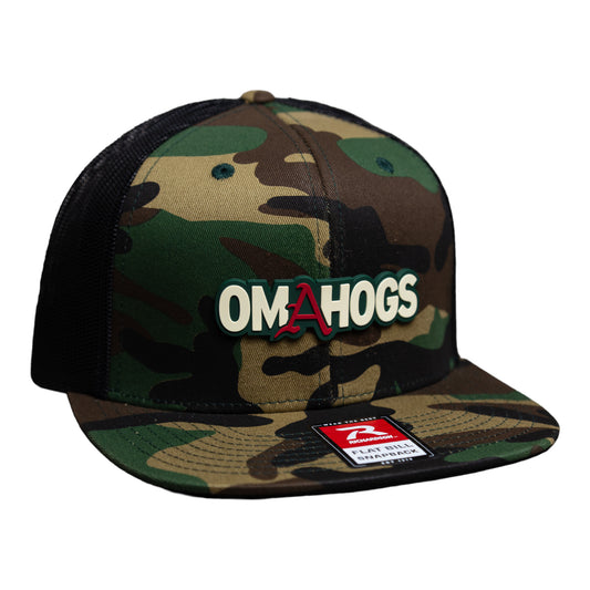 Arkansas Razorbacks OMAHOGS 3D Wool Blend Flat Bill Hat- Army Camo/ Black