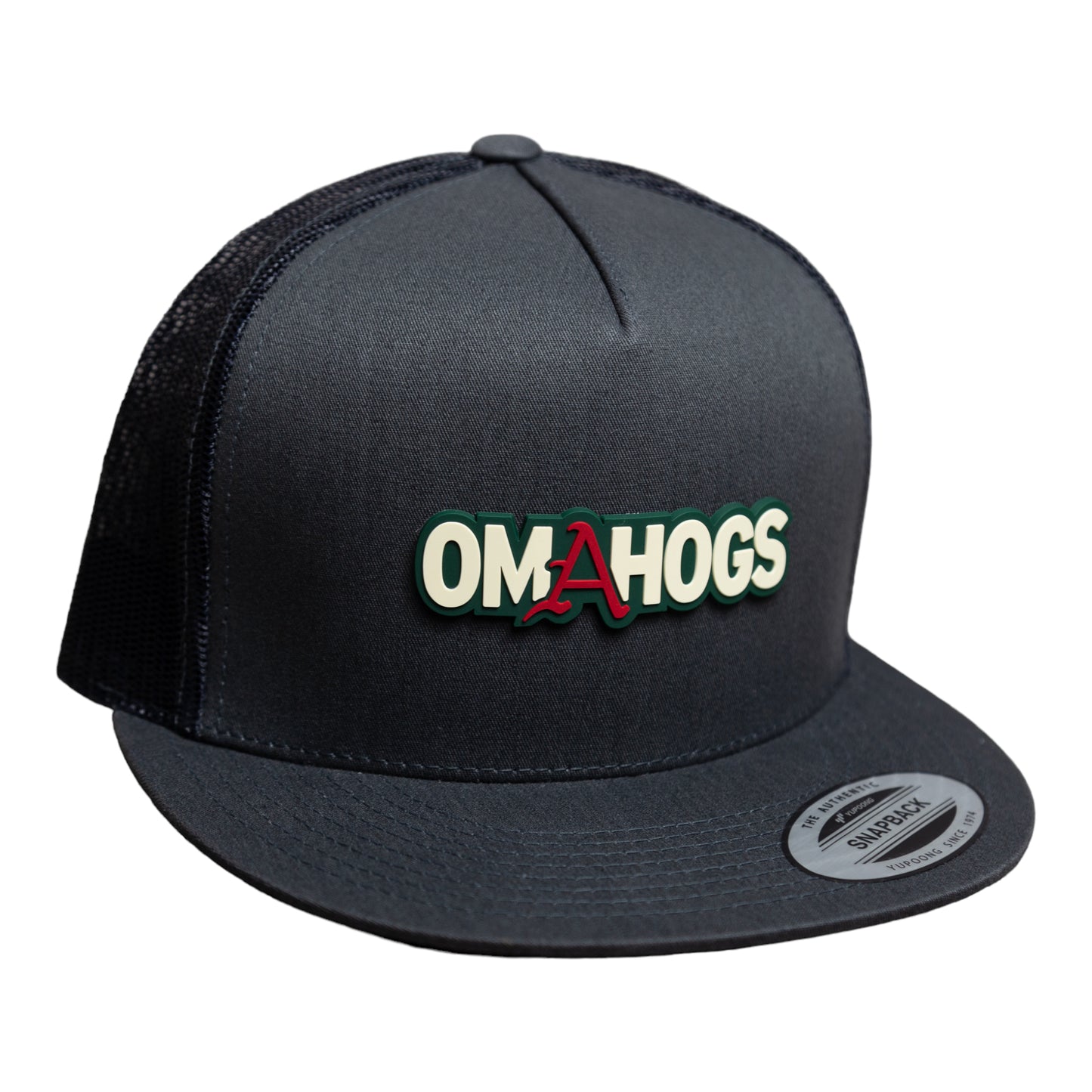 Arkansas Razorbacks OMAHOGS YP Snapback Flat Bill Trucker Hat- Charcoal/ Black