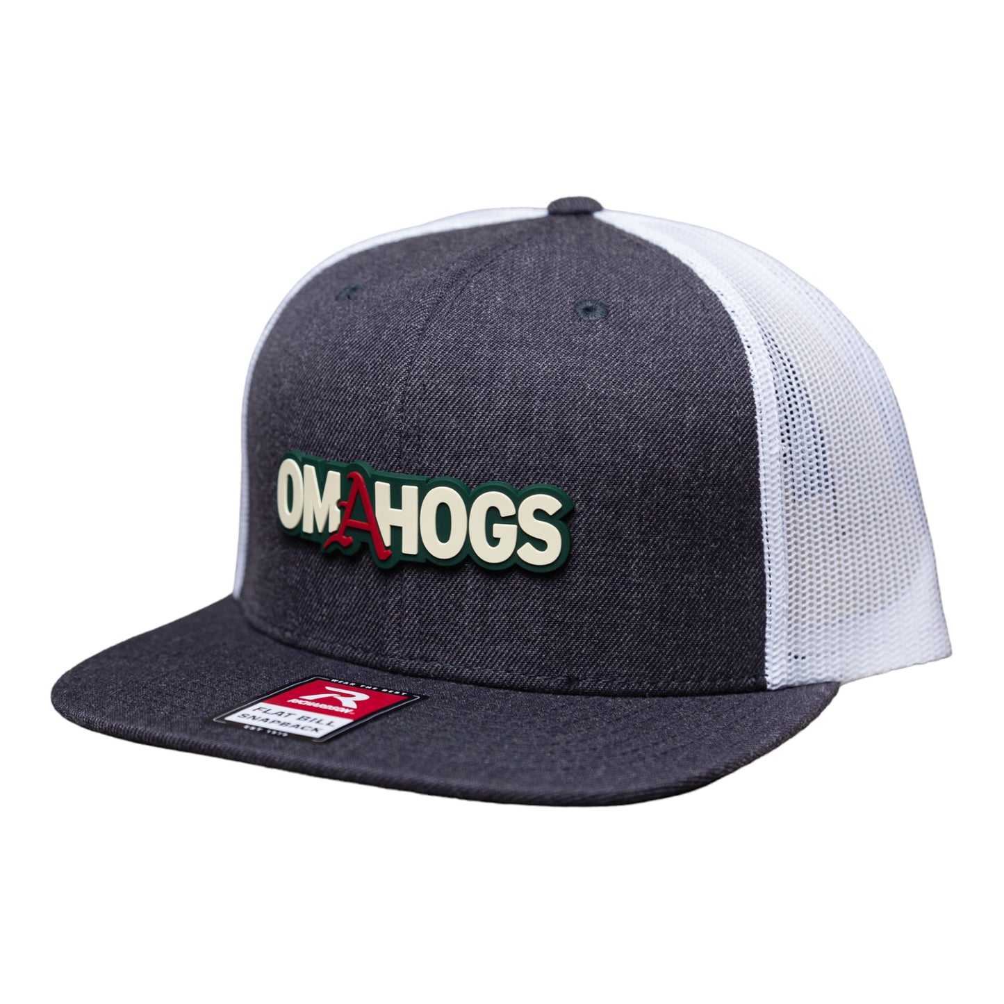 Arkansas Razorbacks OMAHOGS 3D Wool Blend Flat Bill Hat- Heather Charcoal/ White