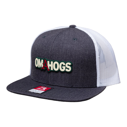 Arkansas Razorbacks OMAHOGS 3D Wool Blend Flat Bill Hat- Heather Charcoal/ White