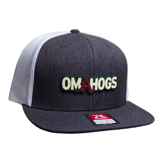 Arkansas Razorbacks OMAHOGS 3D Wool Blend Flat Bill Hat- Heather Charcoal/ White