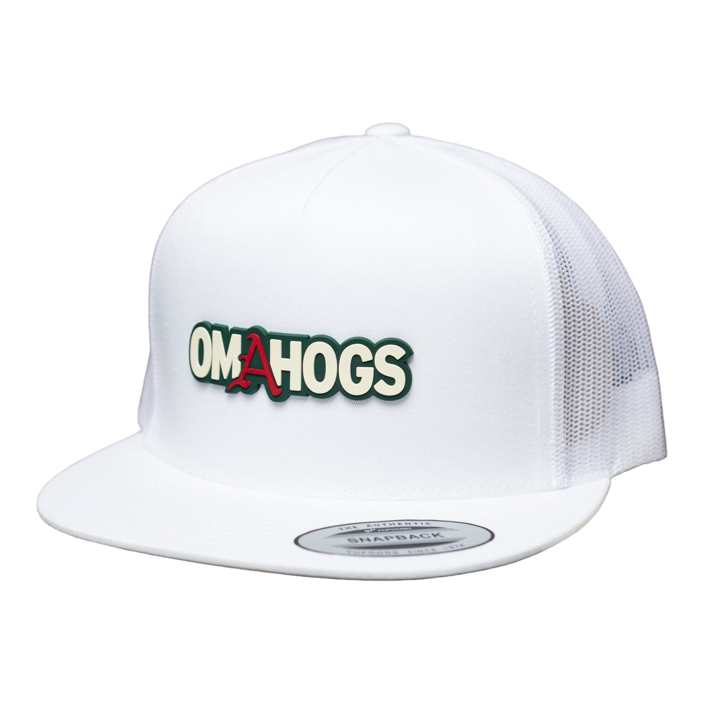 Arkansas Razorbacks OMAHOGS YP Snapback Flat Bill Trucker Hat- White