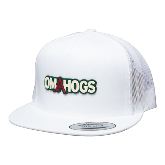 Arkansas Razorbacks OMAHOGS YP Snapback Flat Bill Trucker Hat- White