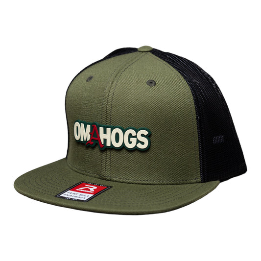 Arkansas Razorbacks OMAHOGS 3D Wool Blend Flat Bill Hat- Loden/ Black
