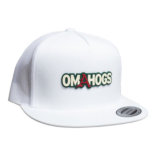 Arkansas Razorbacks OMAHOGS YP Snapback Flat Bill Trucker Hat- White
