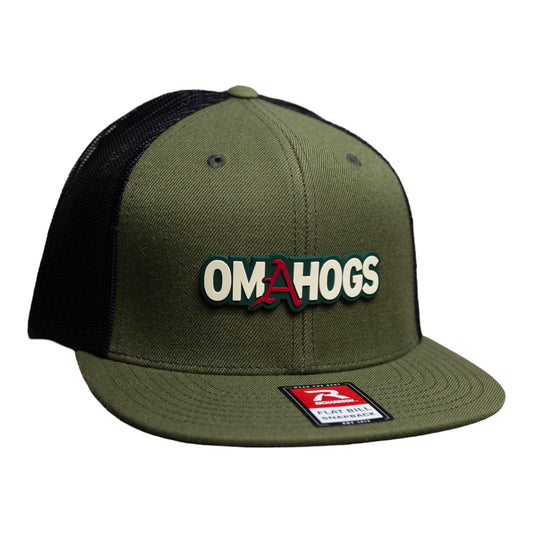Arkansas Razorbacks OMAHOGS 3D Wool Blend Flat Bill Hat- Loden/ Black