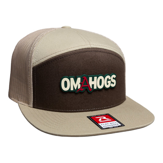 Arkansas Razorbacks OMAHOGS 3D Snapback Seven-Panel Trucker Hat- Brown/ Tan