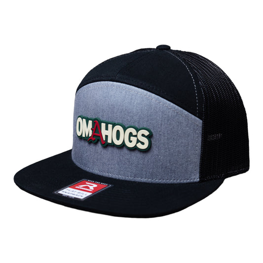 Arkansas Razorbacks OMAHOGS 3D Snapback Seven-Panel Trucker Hat- Heather Grey/ Black